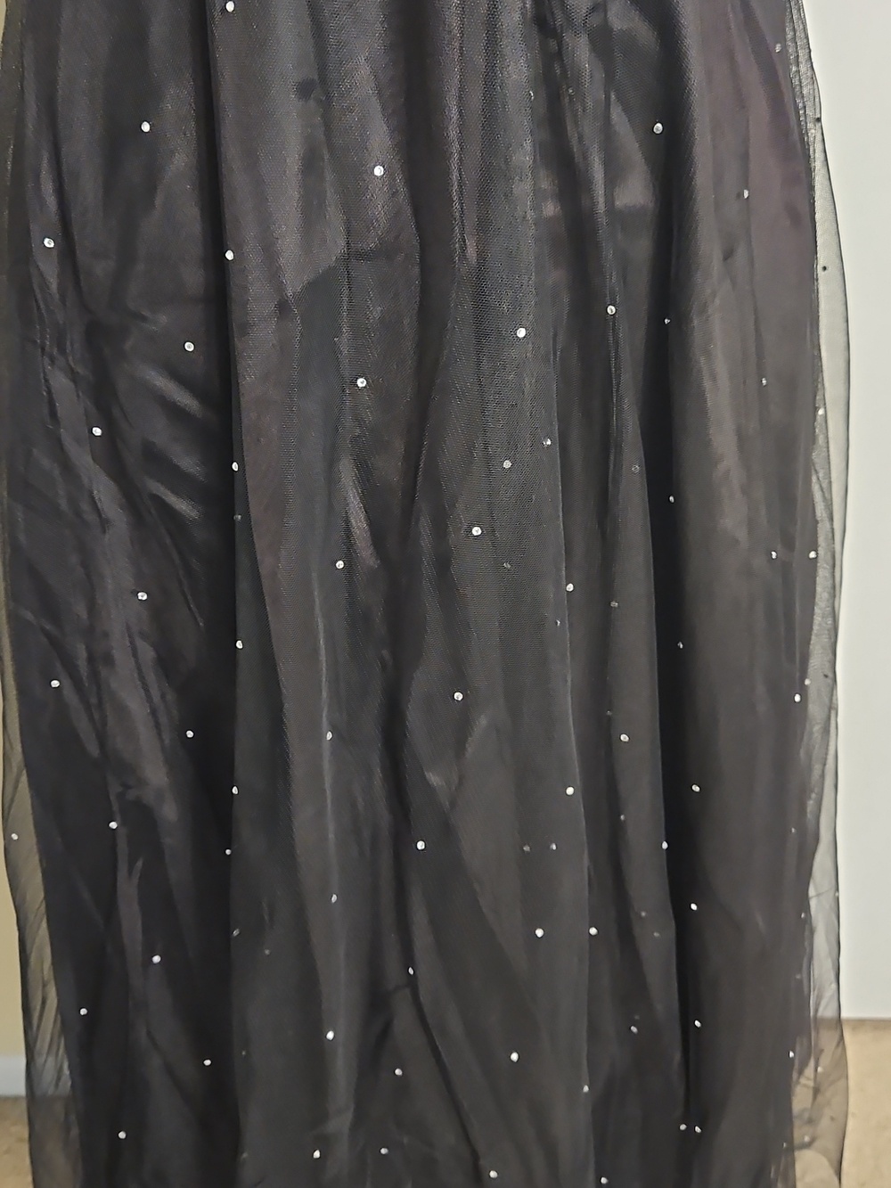 Strapless Black Evening Gown with Rhinestone Details Size 8 - Picture 5 of 7
